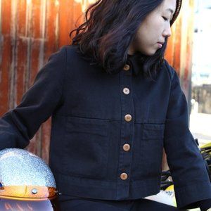 llana Kohn Cropped Mabel Jacket, Navy Blue, Size Small